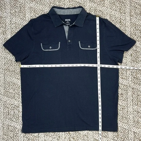 MICHAEL MICHAEL KORS NAVY BLUE POLO TRIMMED TWO POCKETS SIZE XXL - Picture 6 of 10